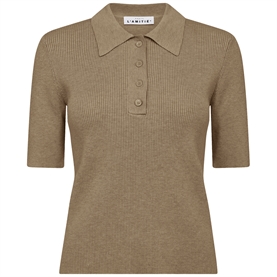 Haute L'amitie Piccolo SS Polo Rib Knit, Walnut Melange